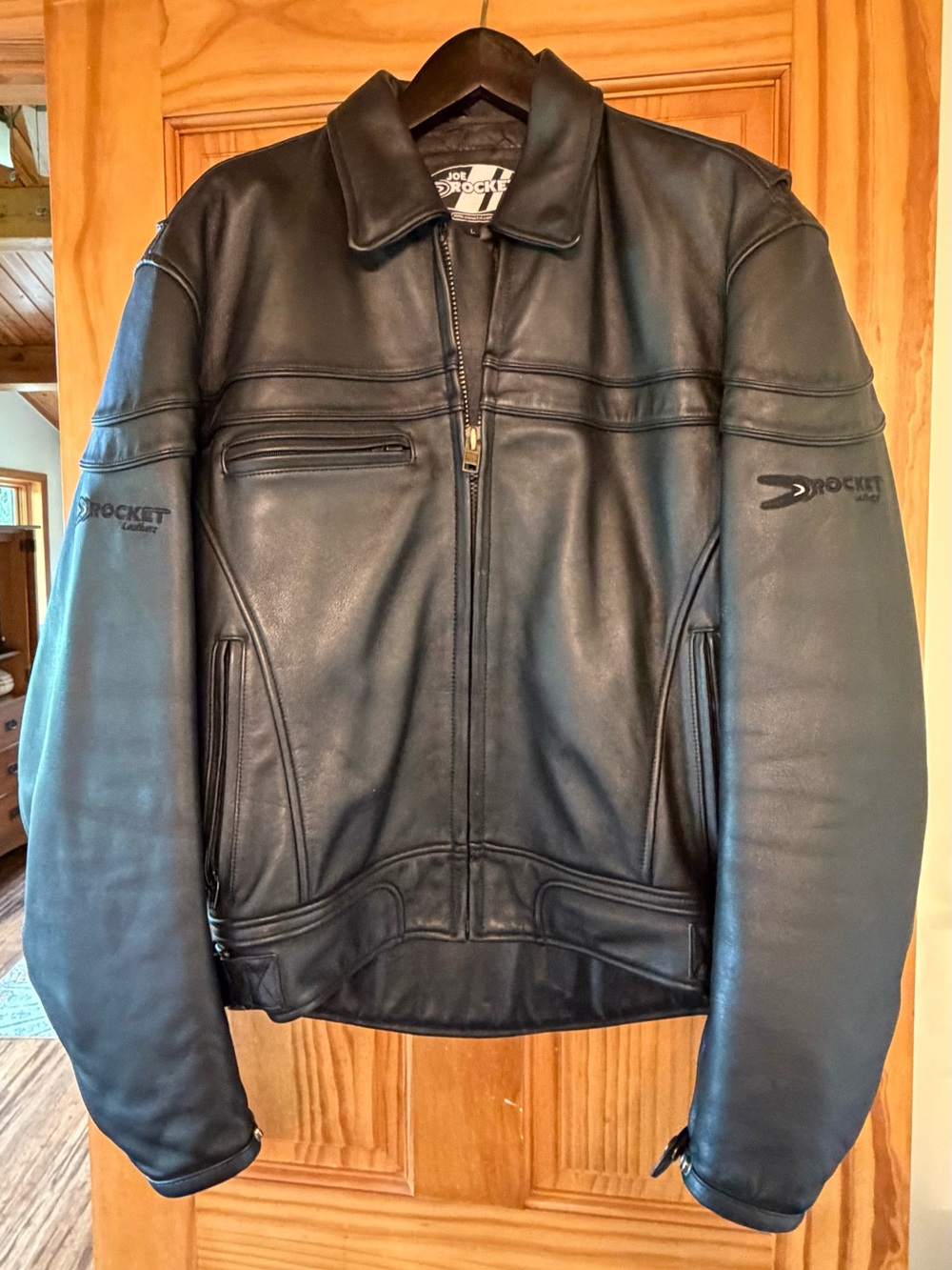Joe Rocket Motorcycle Jacket Moto coat Mens Large Black Leather excellent L N